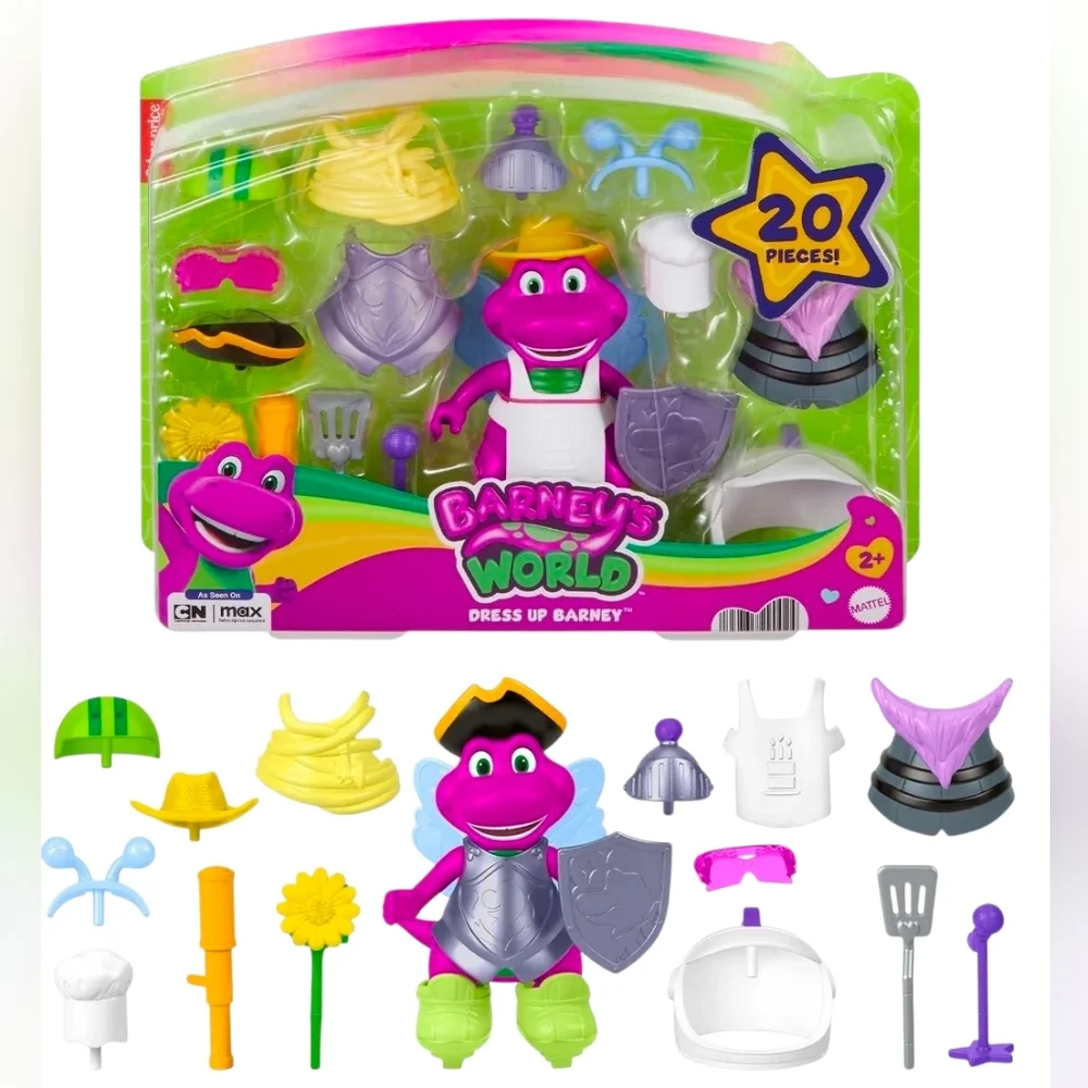 Barney World Dress Up Set Toy Mattel Pink Dinosaur Figure Figurine